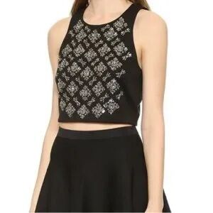 Club Monaco embellished Deslyn black crystal crop top